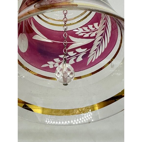 VTG Hungarian Crystal Bell Handcrafted Ajka Cherry Cut Glass Collectible 3"x6.5" - Picture 4 of 9